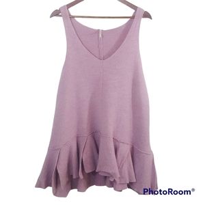 Free People Pink Mauve 100% Wool Hi-Low Sleeveless Tunic Dress Size Medium